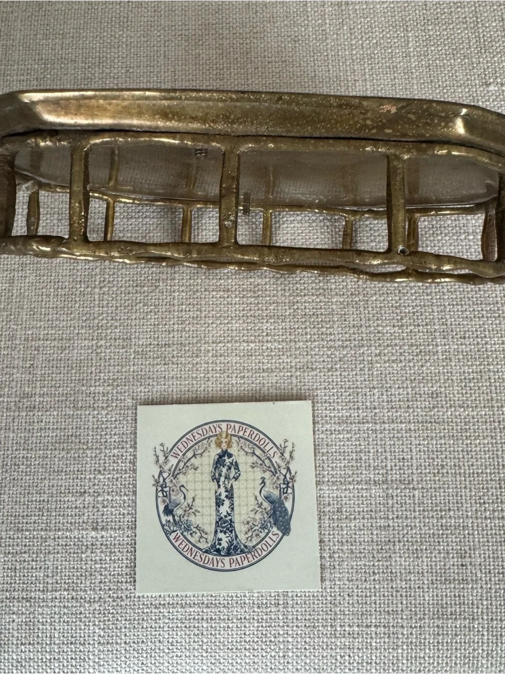 Vintage Brass Bamboo Tray with handles 6”x 4 1/2” With Handles 8 1/2”